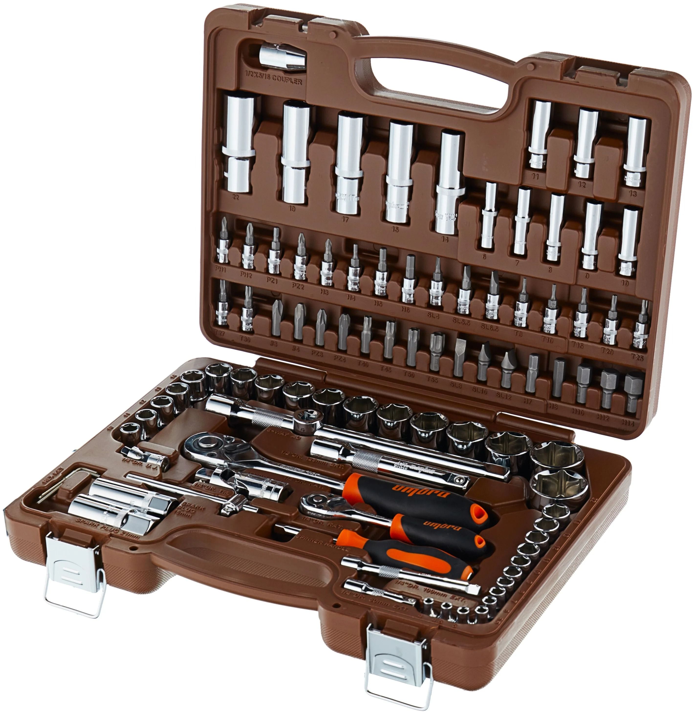 Универсальный набор инструмента 1/4", 1/2"DR Ombra OMT94S, 94 штуки - фото